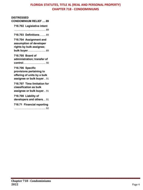Florida Condominium Laws with 2022 Changes (Chapter 718) HOA Member