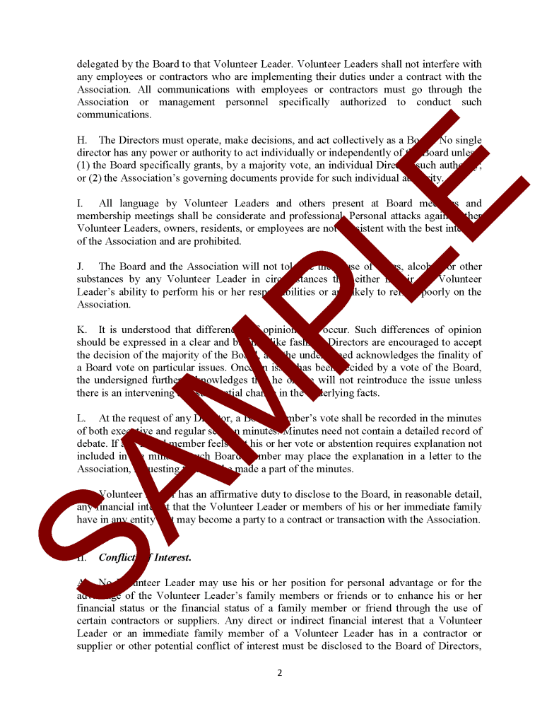 Association Code of Ethics and Conflict-of-Interest Policy - HOA Member ...