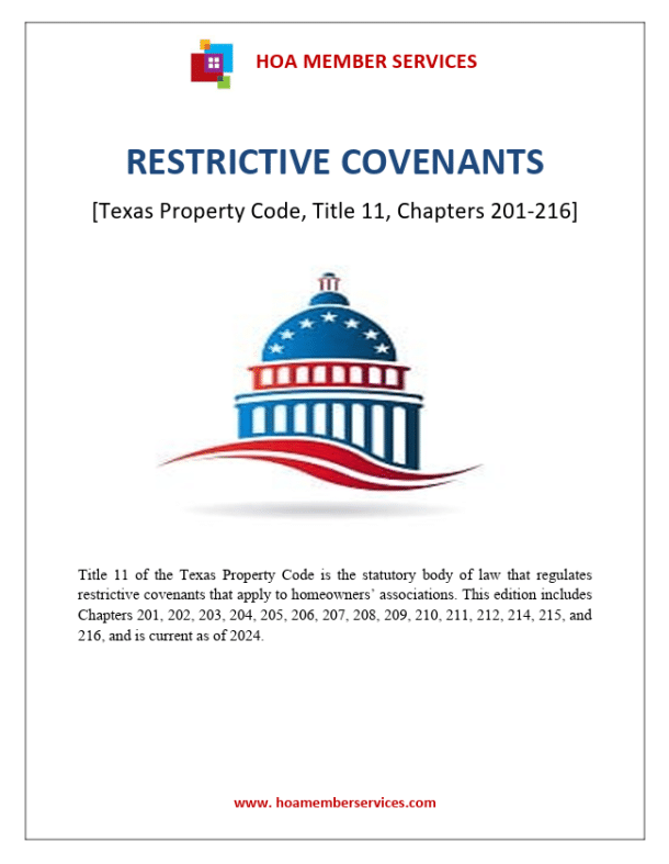 Texas Homeowners Association Laws with 2024 Updates (Restrictive Covenants) HOA Member Services