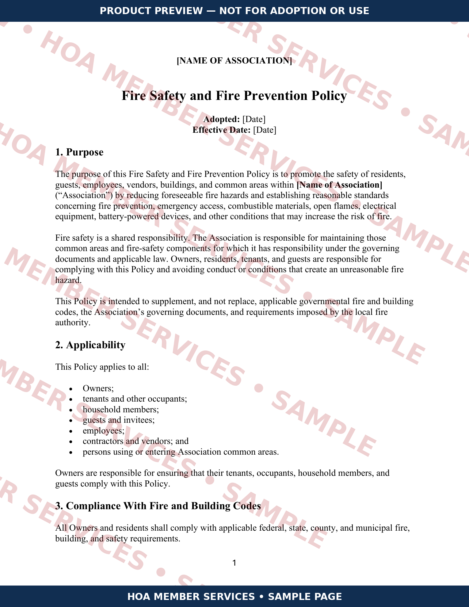 HOA Fire Safety and Fire Prevention Policy Template - Image 2
