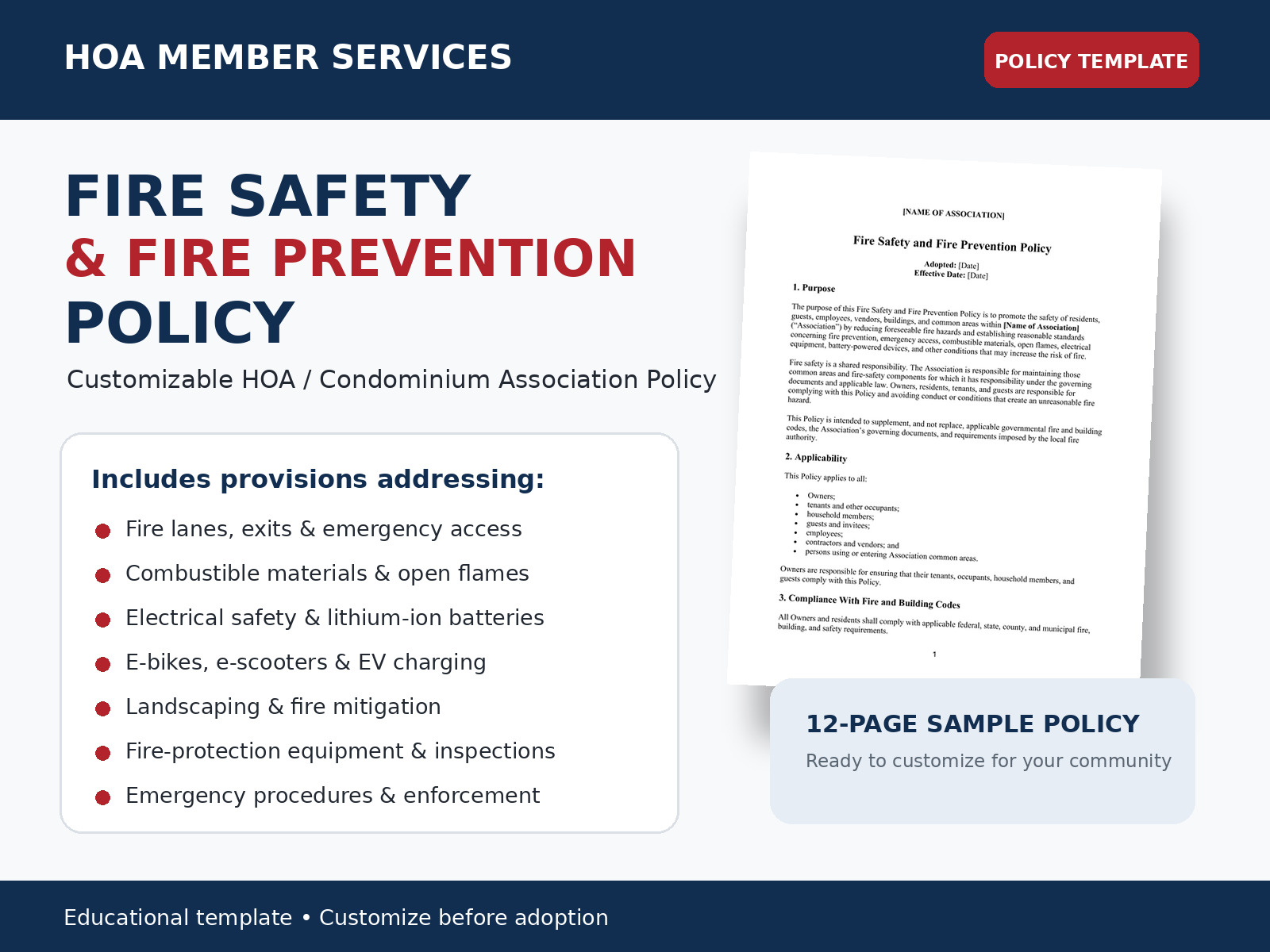HOA Fire Safety and Fire Prevention Policy Template