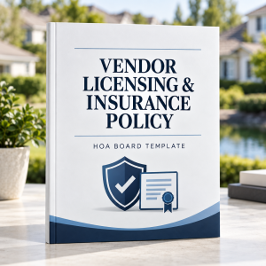 Vendor licensing and insurance policy cover for HOA boards